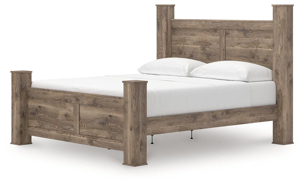 Rusticott Brown King Poster Bed, Dresser and Nightstand