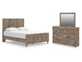 Rusticott Brown Queen Panel Bed, Dresser and Mirror
