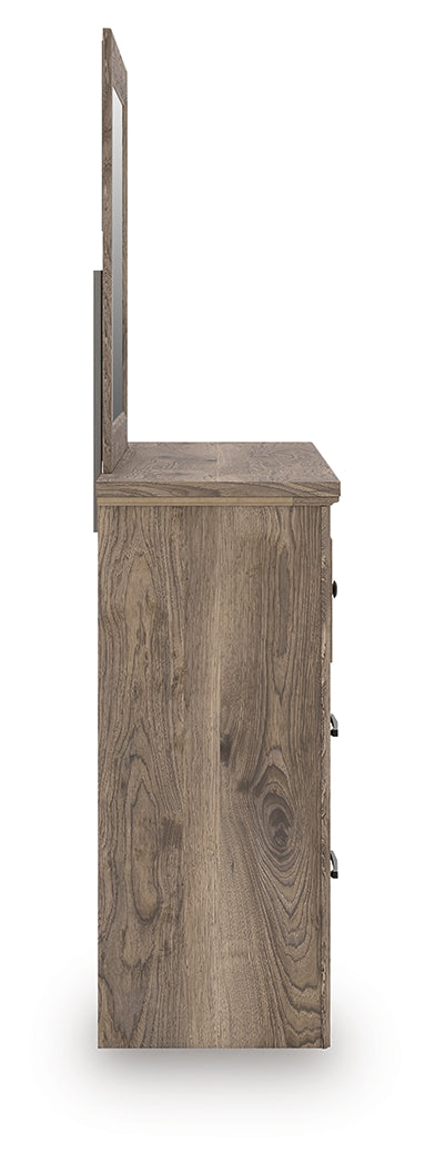 Rusticott Brown Queen Panel Bed, Dresser and Mirror