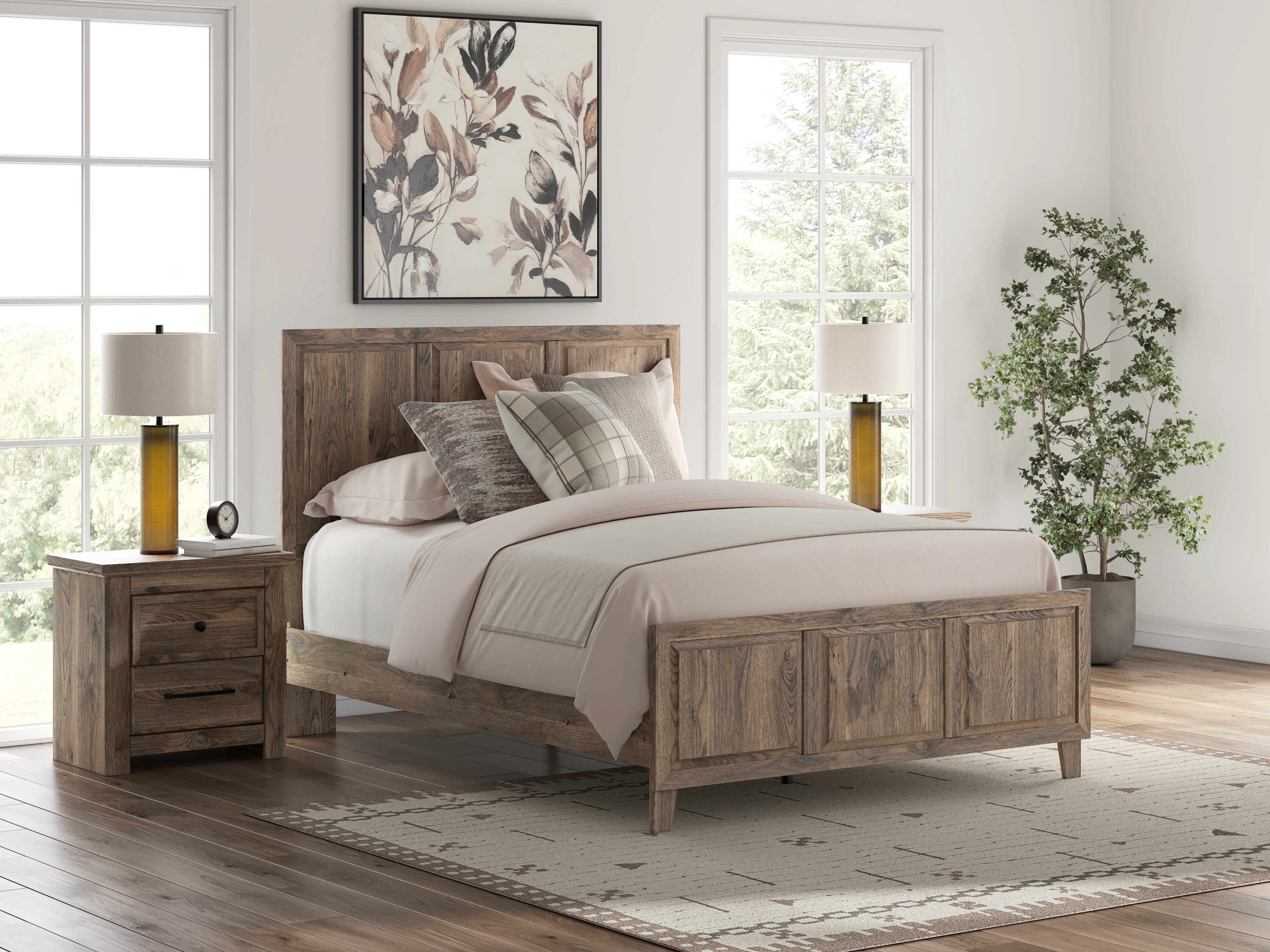 Rusticott Brown Queen Panel Bed, Dresser and Nightstand