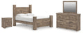Rusticott Queen Poster Bed, Dresser, Mirror and Nightstand, Brown