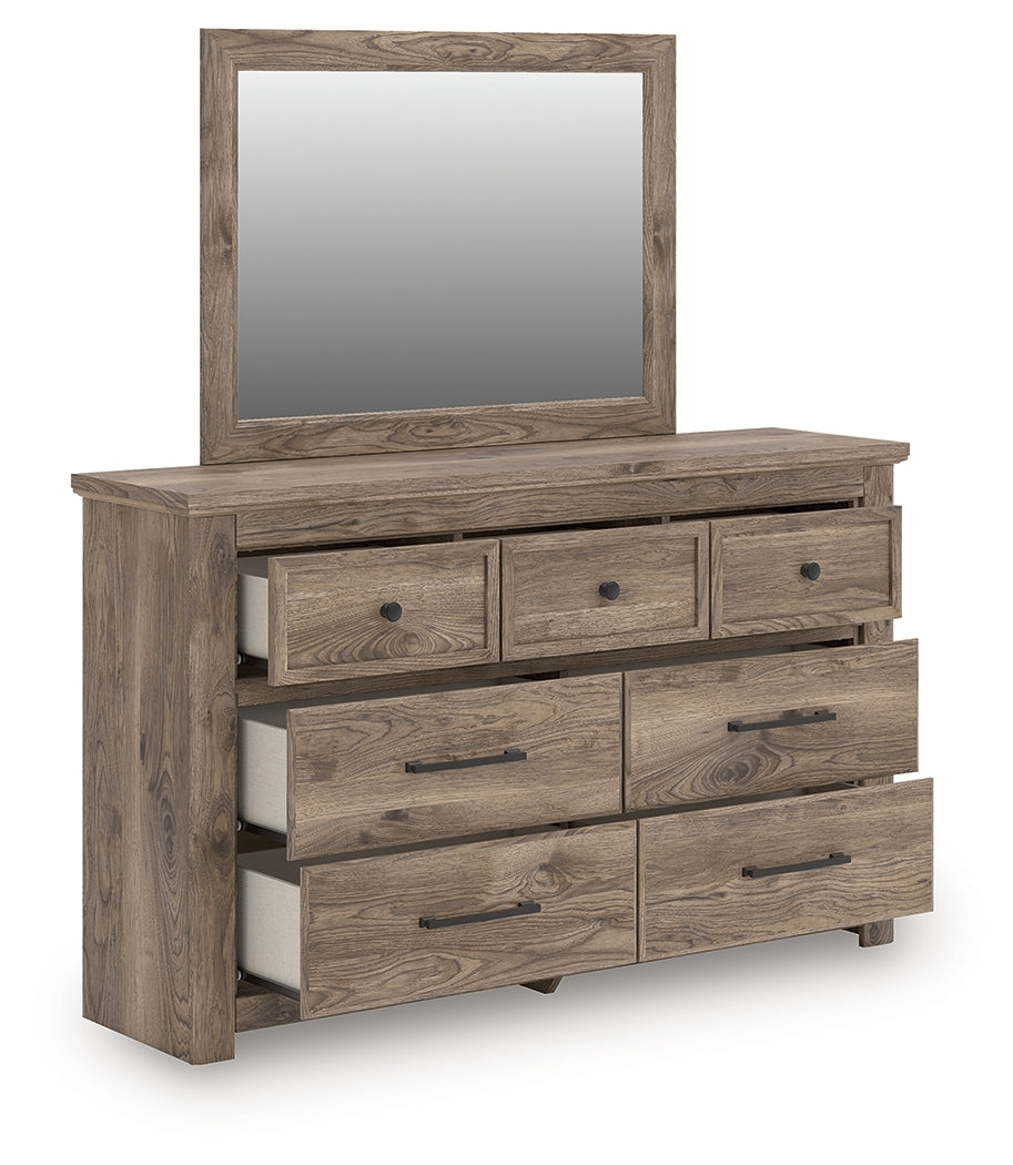 Rusticott Brown Queen Poster Bed, Dresser and Mirror