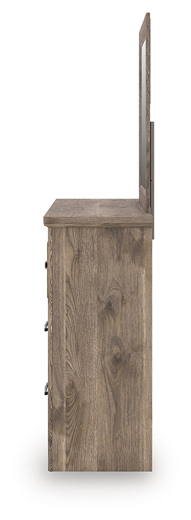 Rusticott Brown Queen Poster Bed, Dresser and Mirror
