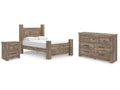 Rusticott Brown Queen Poster Bed, Dresser and Nightstand