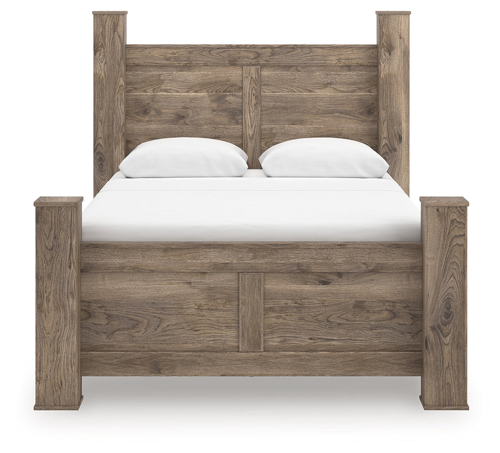 Rusticott Brown Queen Poster Bed, Dresser and Nightstand