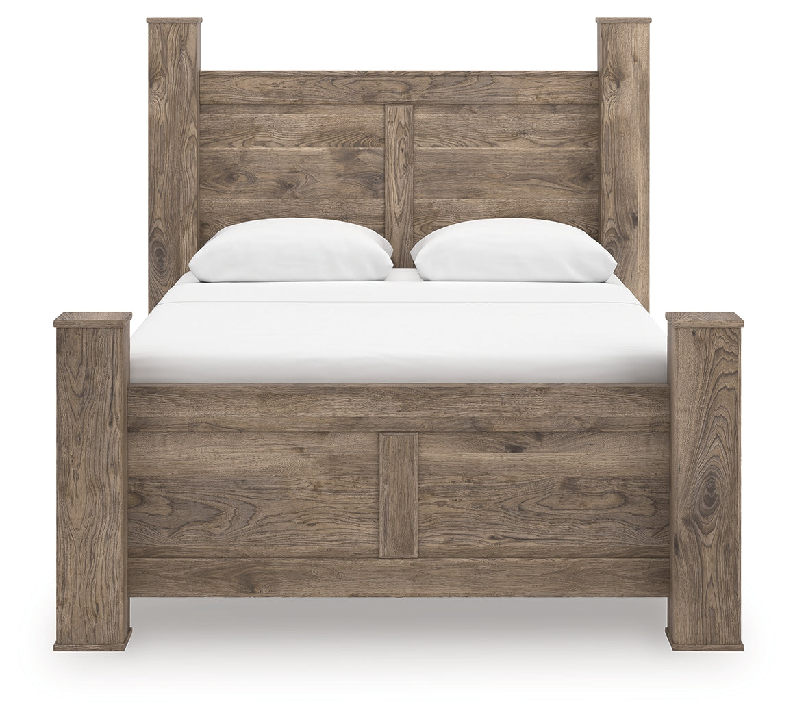 Rusticott Brown Queen Poster Bed, Dresser and Nightstand