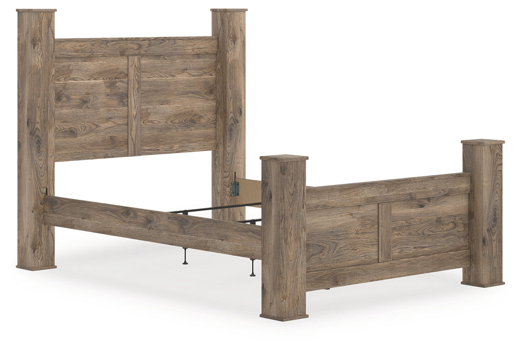 Rusticott Brown Queen Poster Bed, Dresser and Nightstand