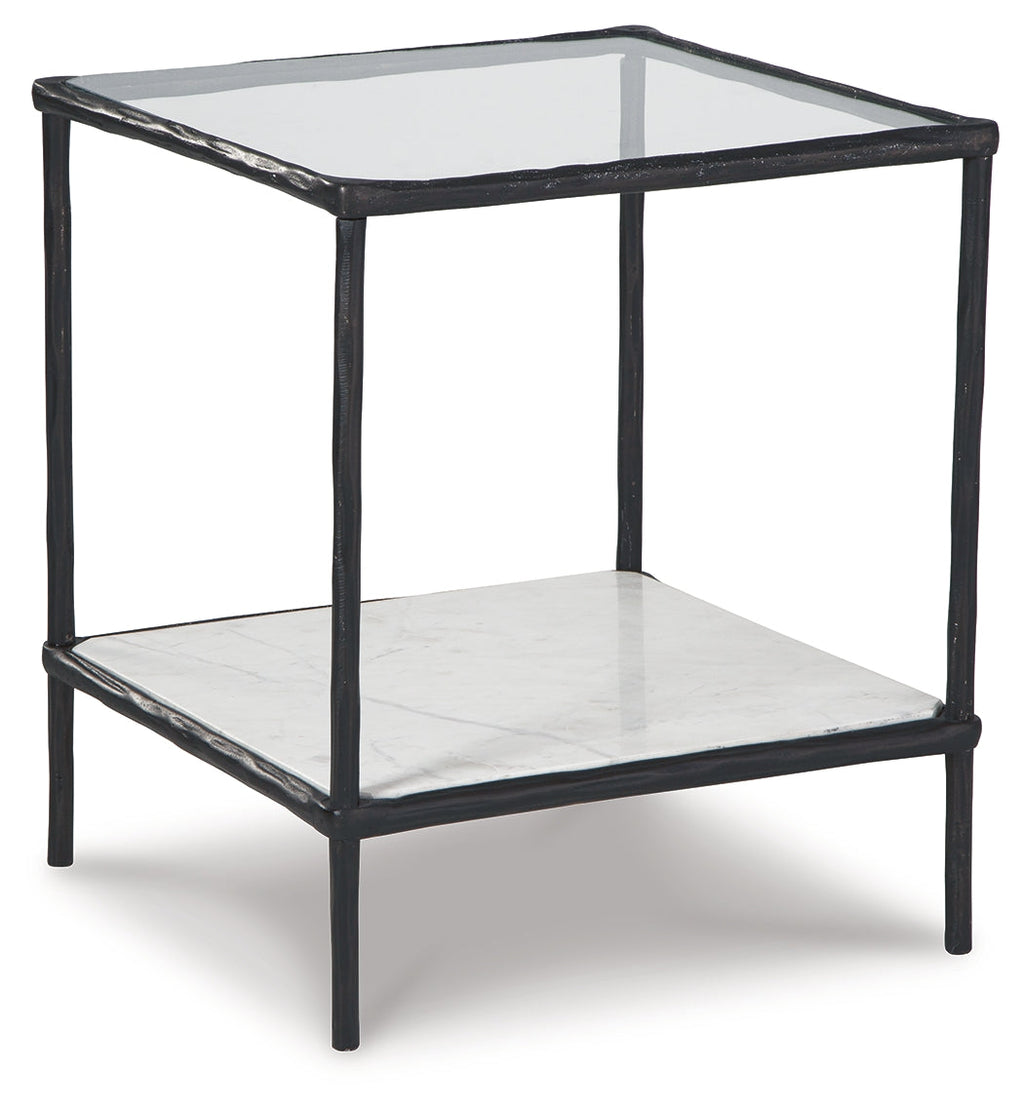 Ryandale Clear Glass & Marble End Table