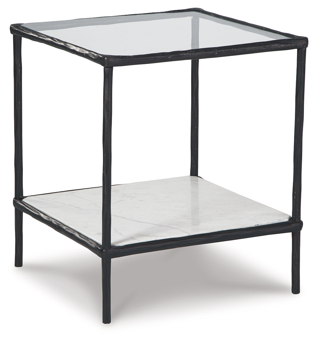 Ryandale Clear Glass & Marble End Table