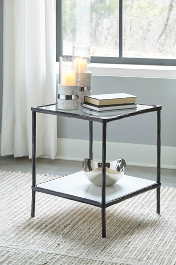 Ryandale Clear Glass & Marble End Table