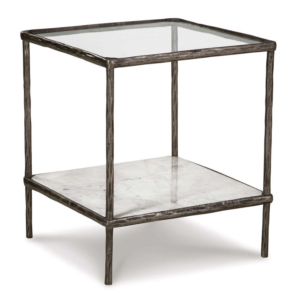 Ryandale Clear Glass & Marble End Table