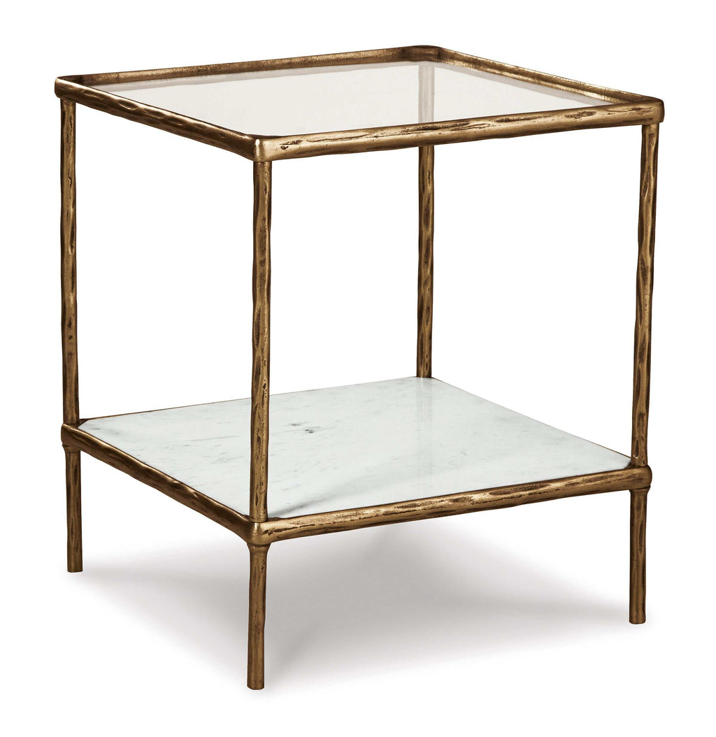 Ryandale Clear Glass & Marble End Table