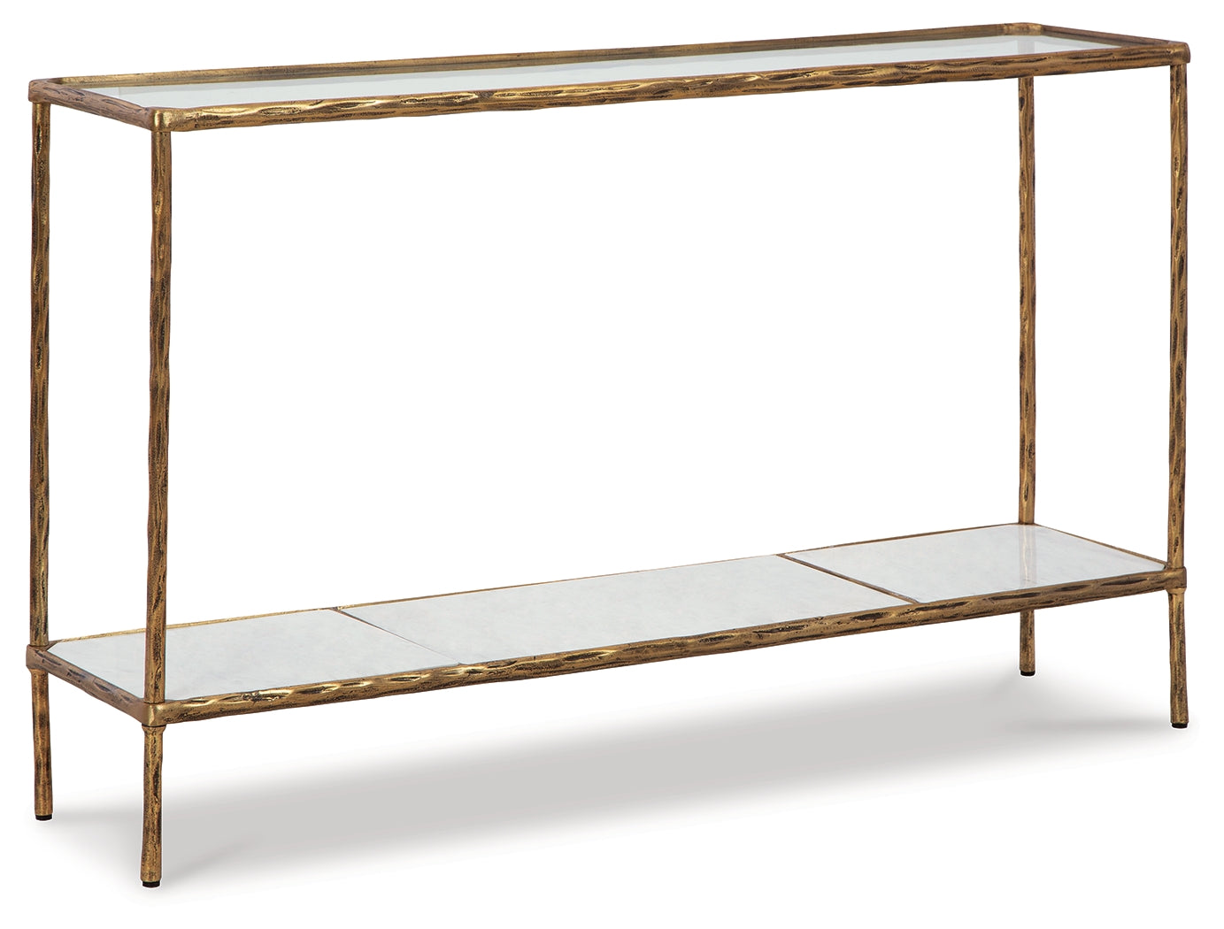 Ryandale Clear Glass & Marble Sofa Table