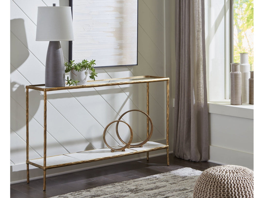 Ryandale Clear Glass & Marble Sofa Table