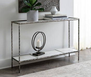 Ryandale Clear Glass & Marble Sofa Table