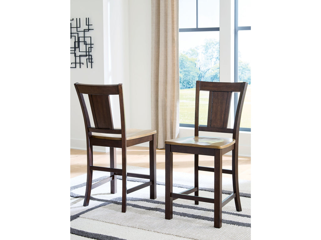 Rylandeen Light Brown/Dark Brown Barstool (Set of 2)