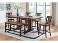 Rylandeen Light /Dark Counter Height Extension Dining Table 4 Barstools and Bench, Brown