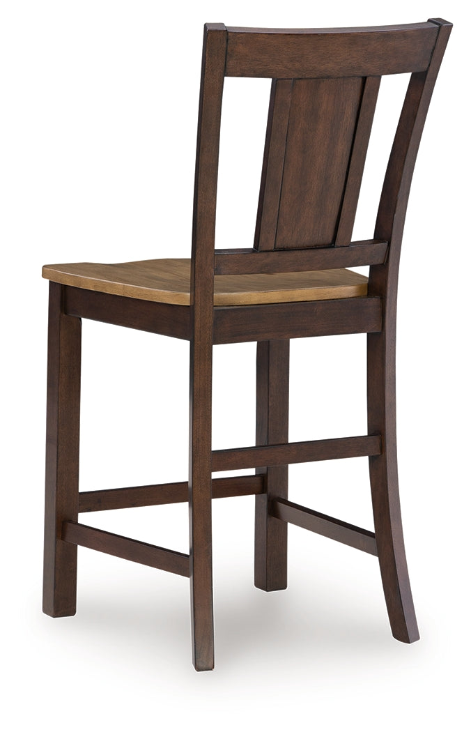 Rylandeen Light /Dark Counter Height Extension Dining Table 4 Barstools and Bench, Brown