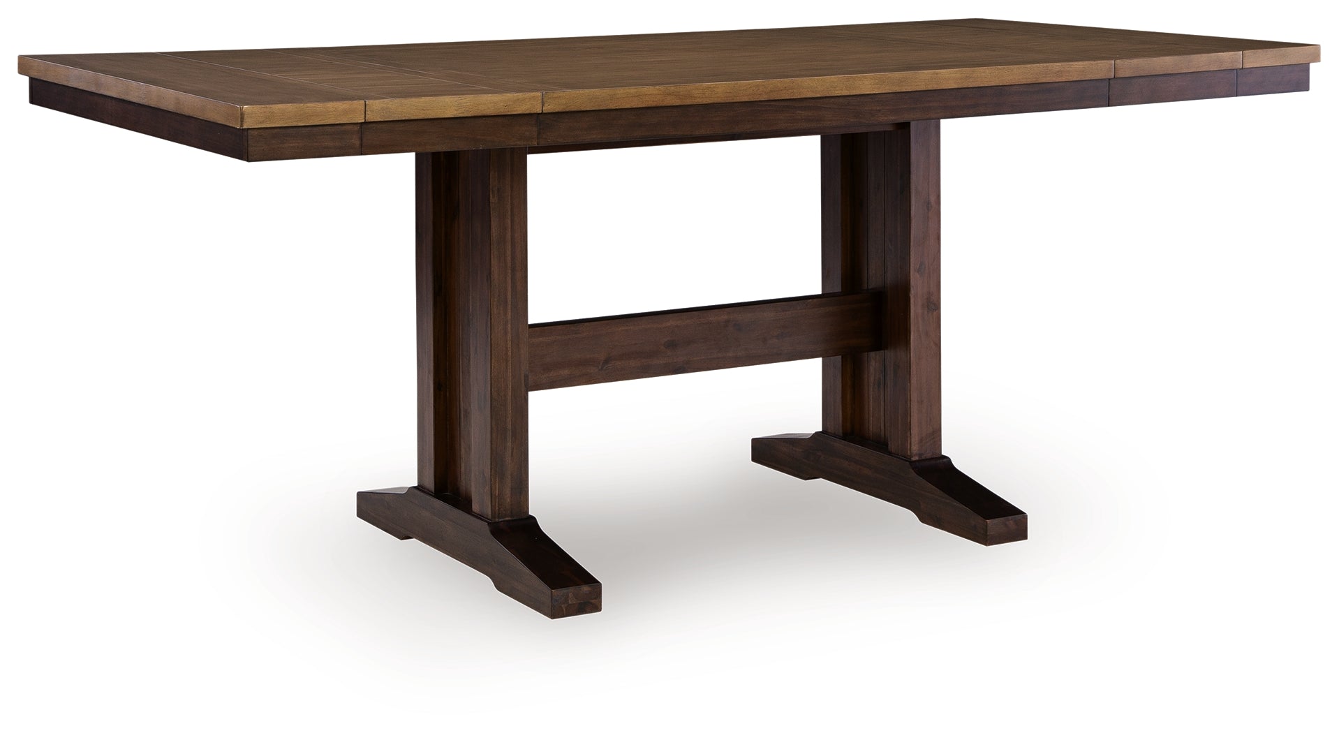 Rylandeen Light /Dark Counter Height Extension Dining Table 4 Barstools and Bench, Brown