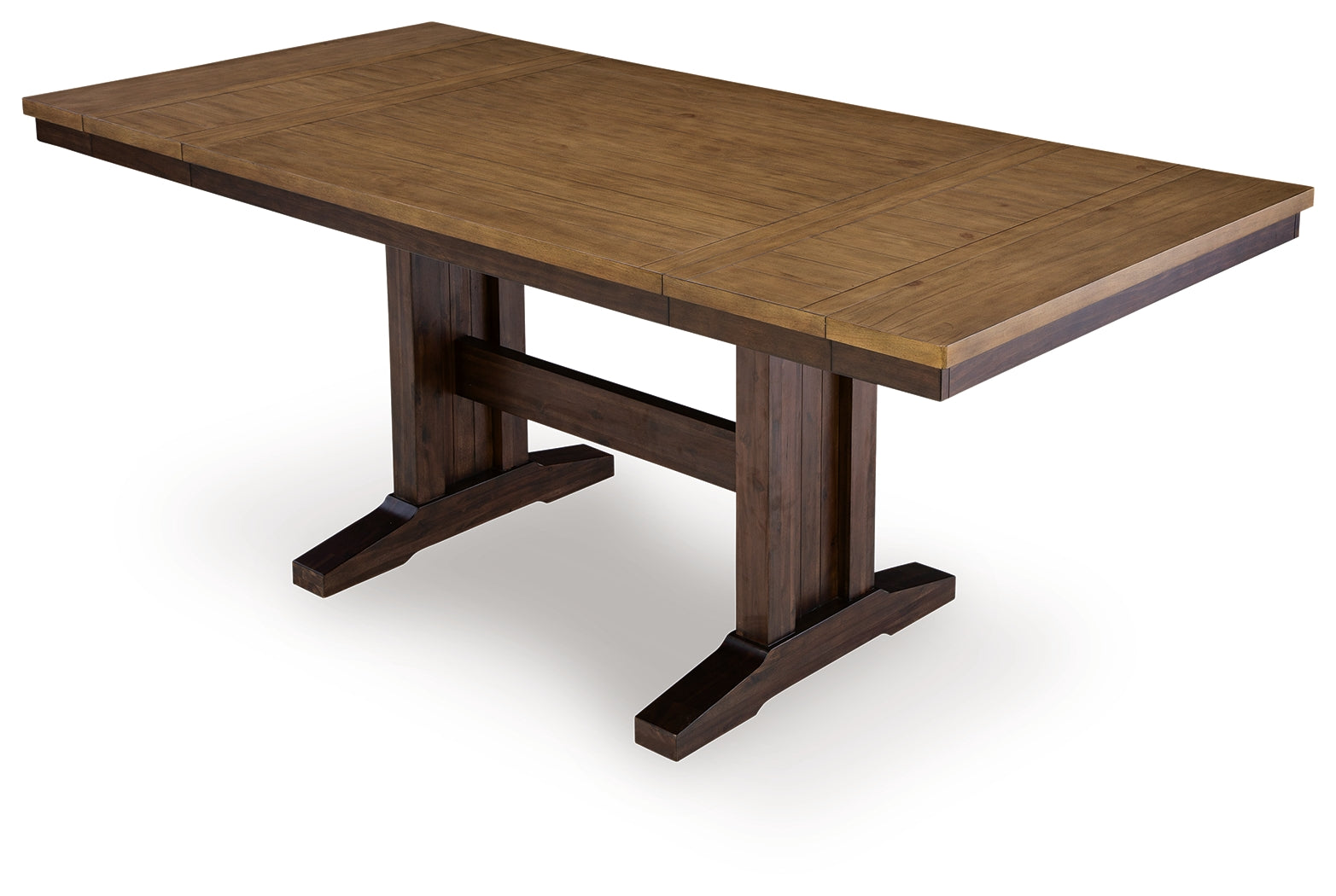 Rylandeen Light /Dark Counter Height Extension Dining Table 4 Barstools and Bench, Brown