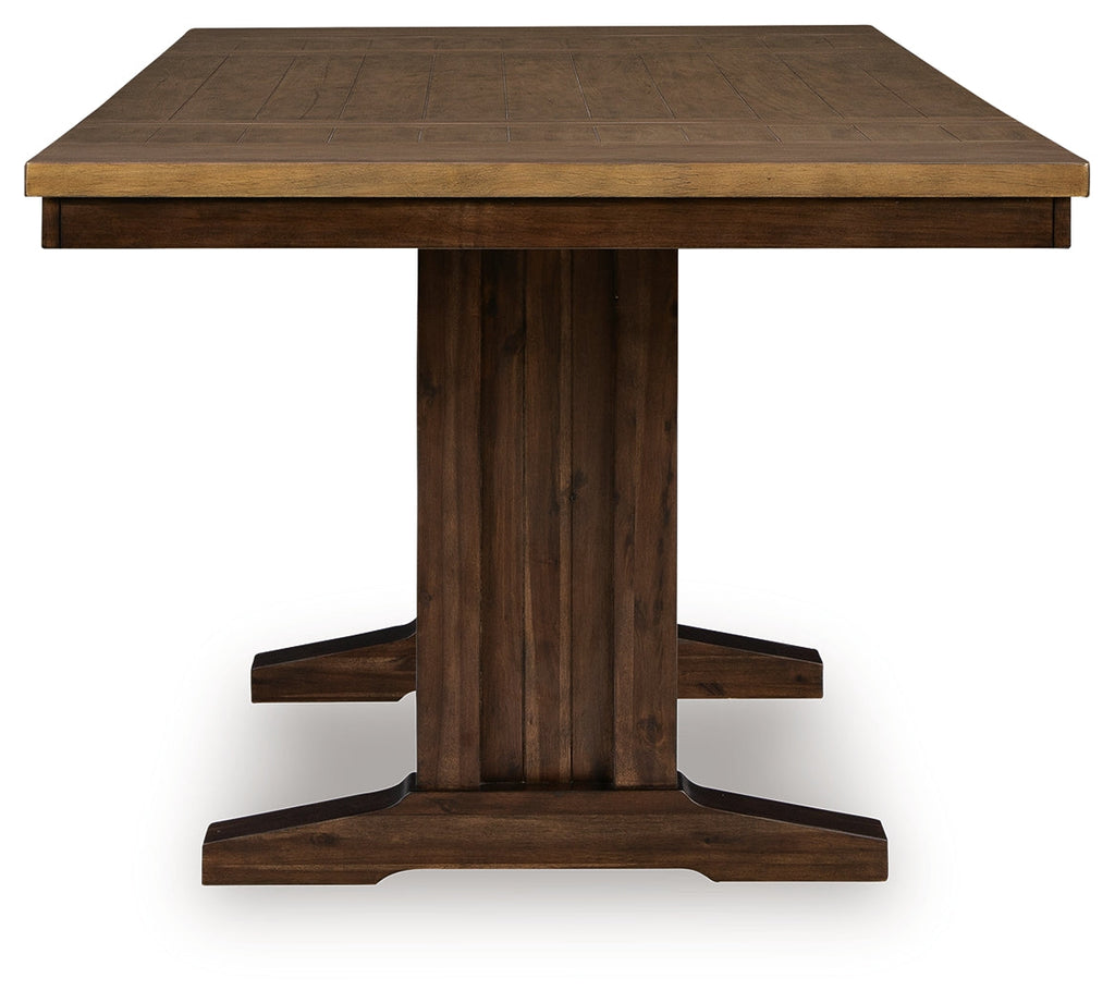 Rylandeen Light /Dark Counter Height Extension Dining Table 4 Barstools and Bench, Brown