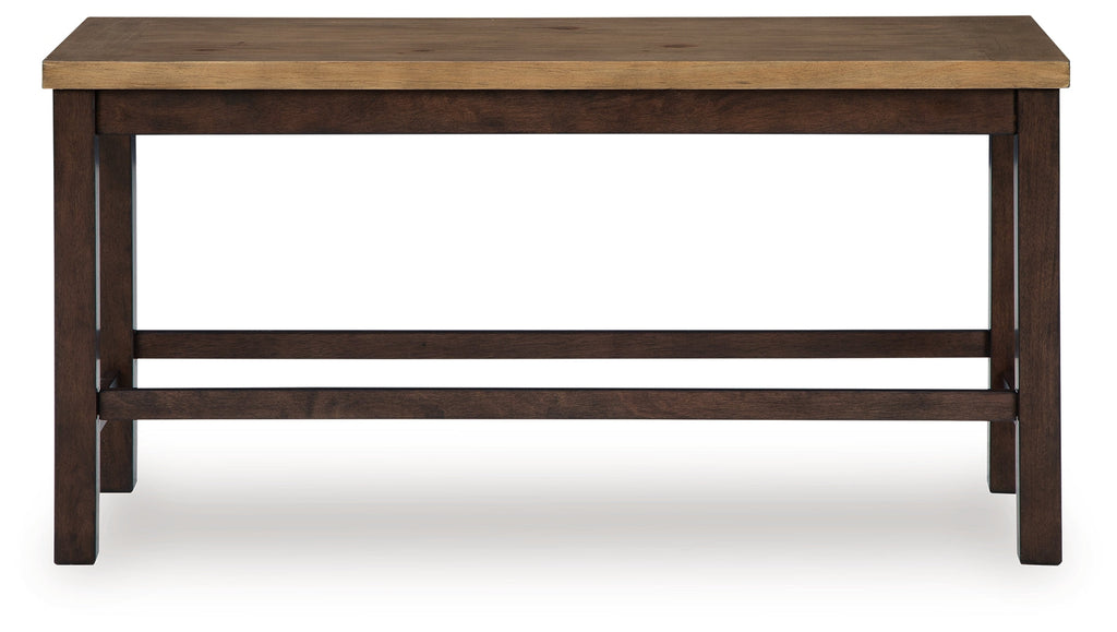 Rylandeen Light /Dark Counter Height Extension Dining Table 4 Barstools and Bench, Brown