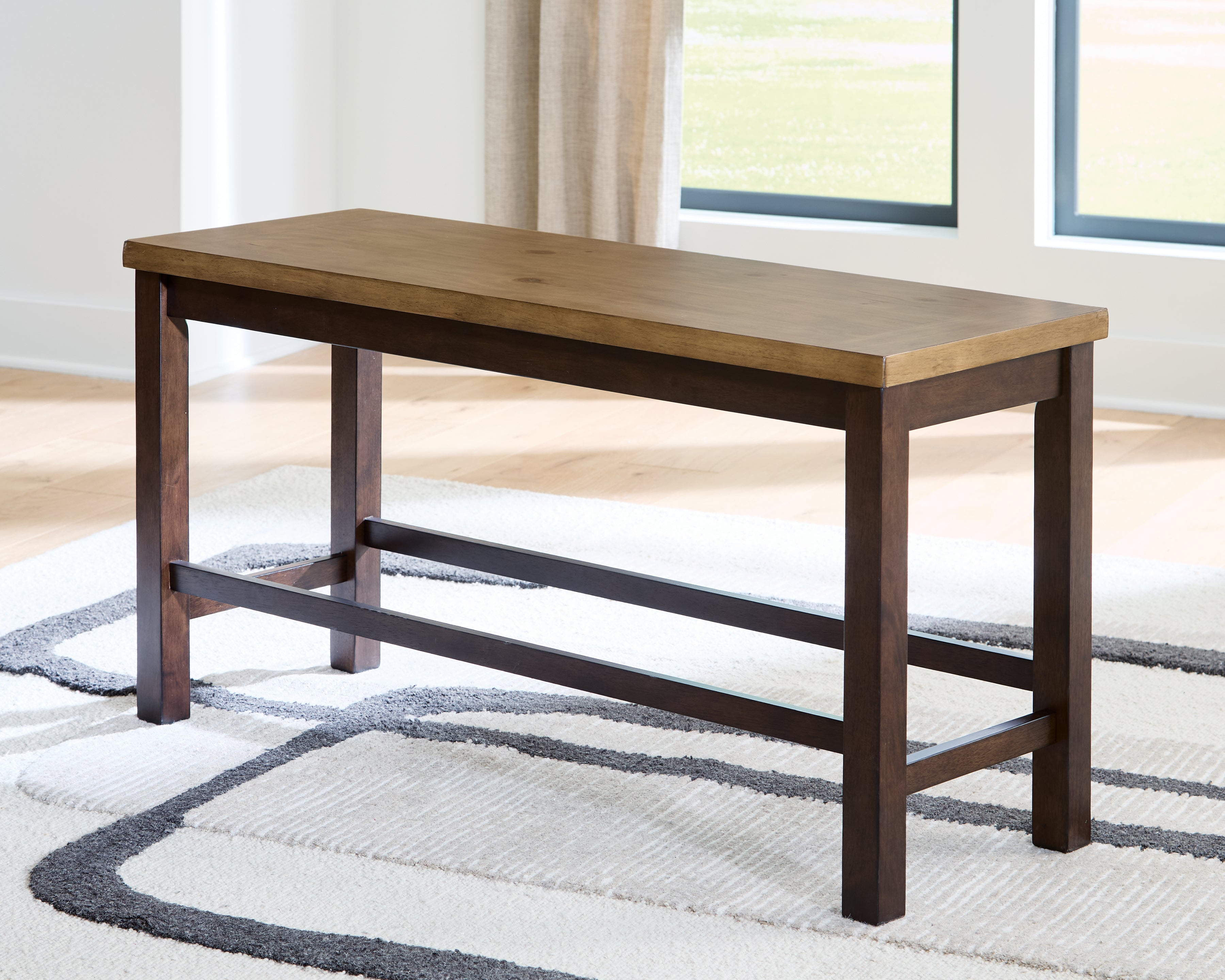 Rylandeen Light /Dark Counter Height Extension Dining Table 4 Barstools and Bench, Brown