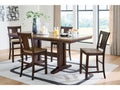 Rylandeen Light /Dark Counter Height Extension Dining Table and 4 Barstools, Brown