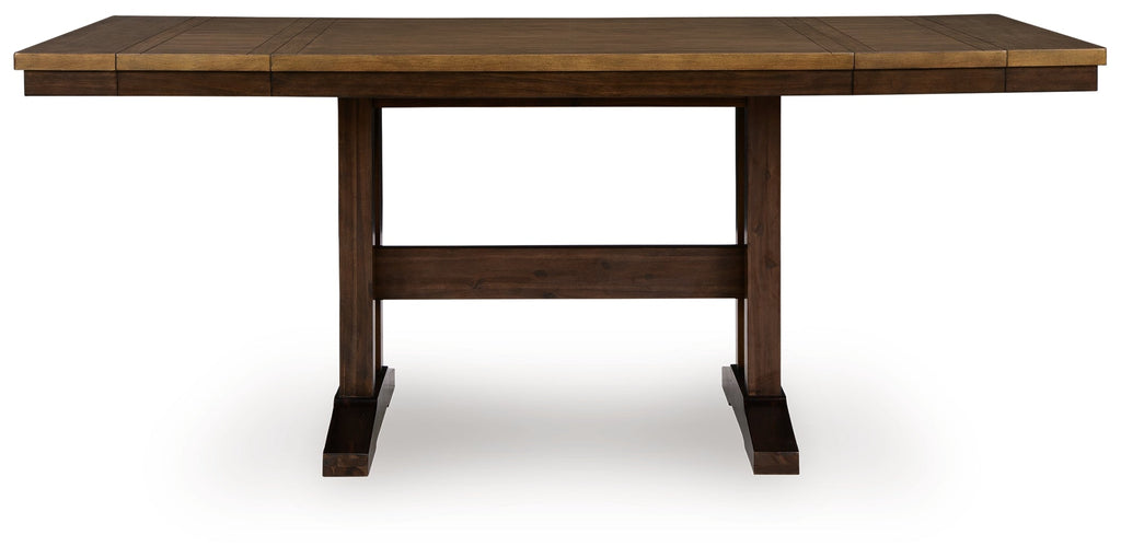 Rylandeen Light /Dark Counter Height Extension Dining Table and 8 Barstools, Brown