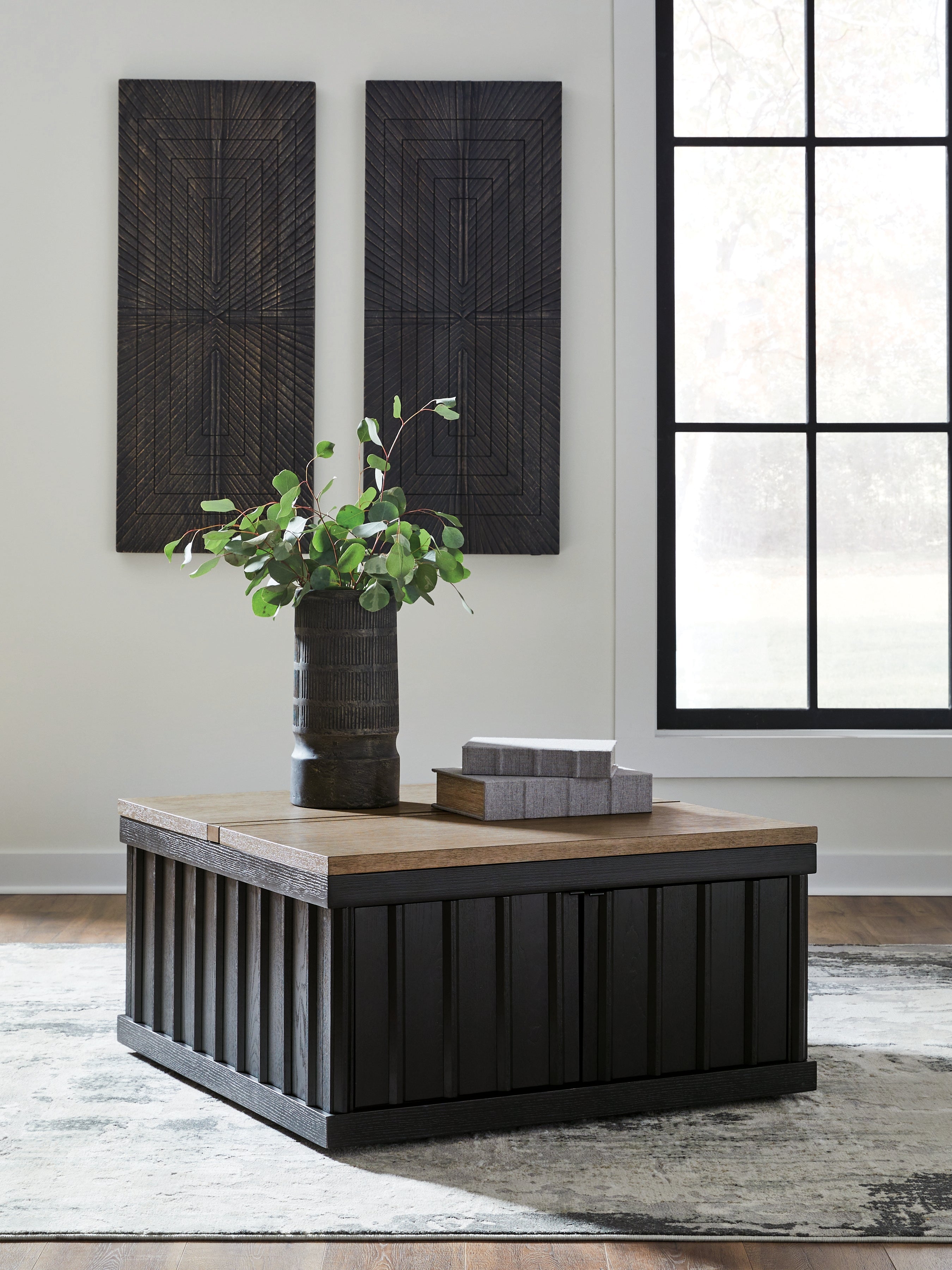 Rylandyn Black/Light Brown Lift-Top Coffee Table