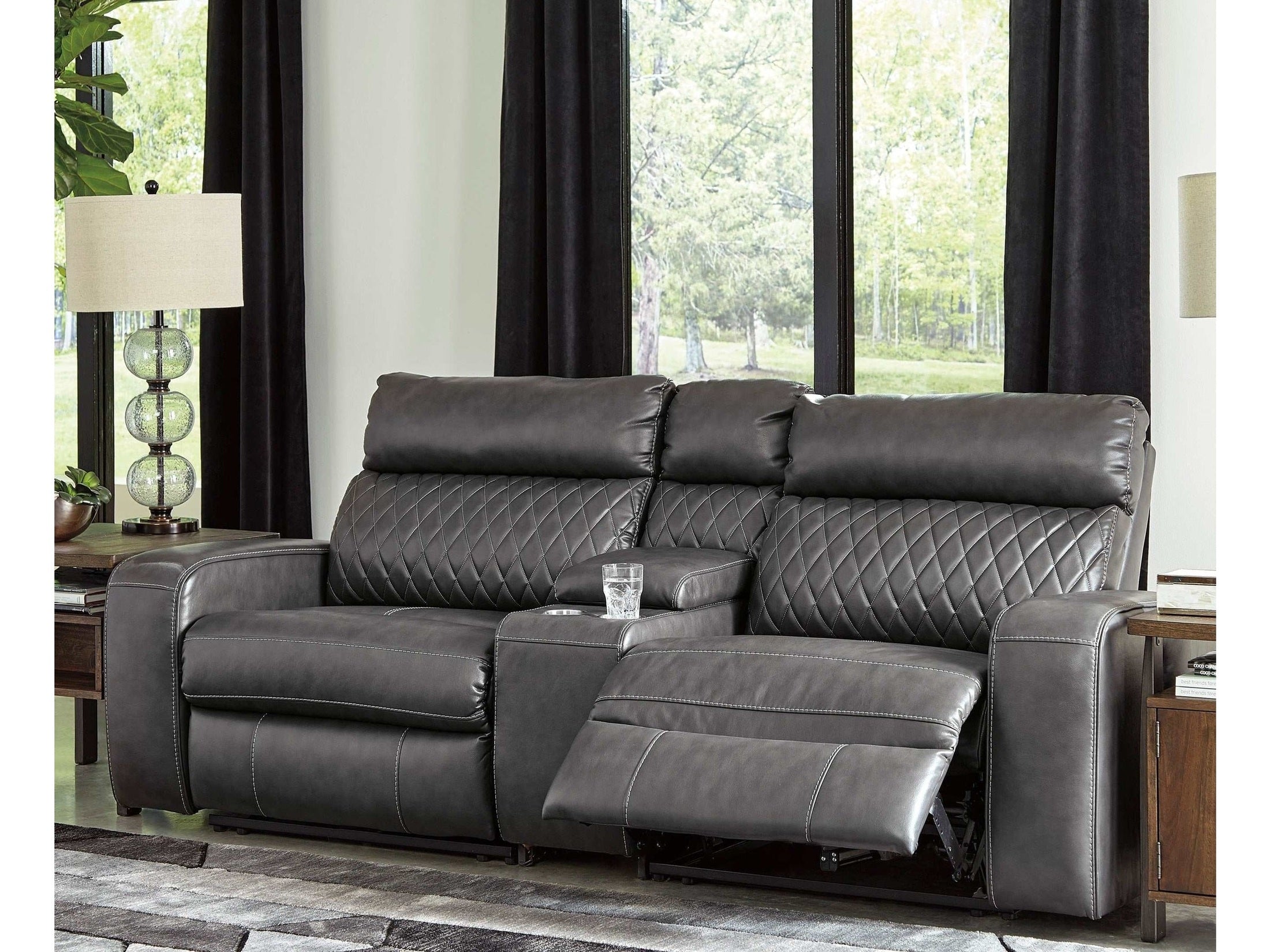 Samperstone Gray 3pc Power Reclining Sectional w/ Console