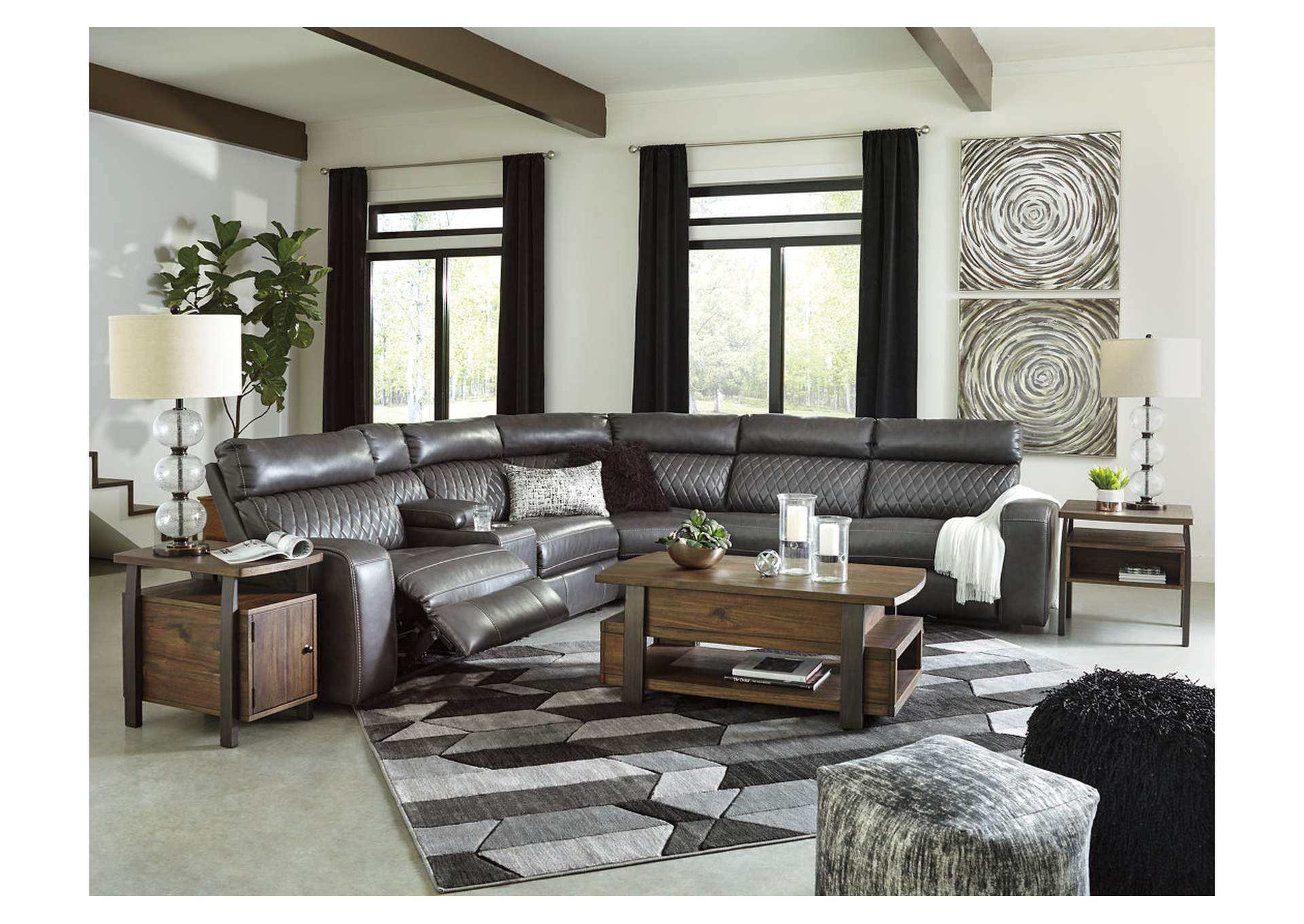 Samperstone Gray 6pc Power Reclining Sectional