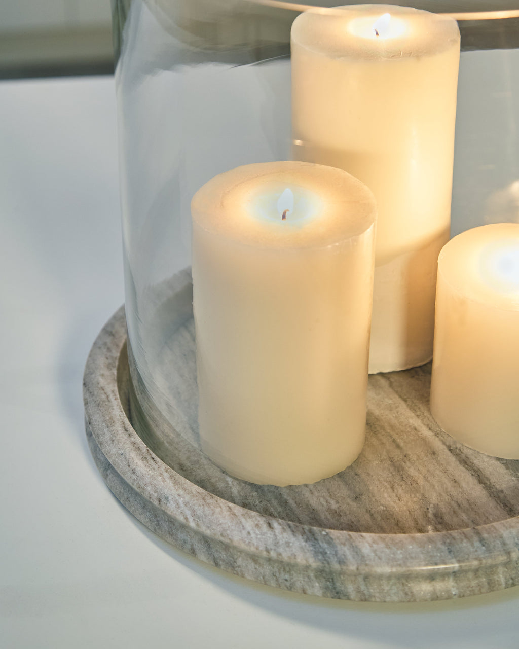 Saskia Clear/Beige Candle Holder