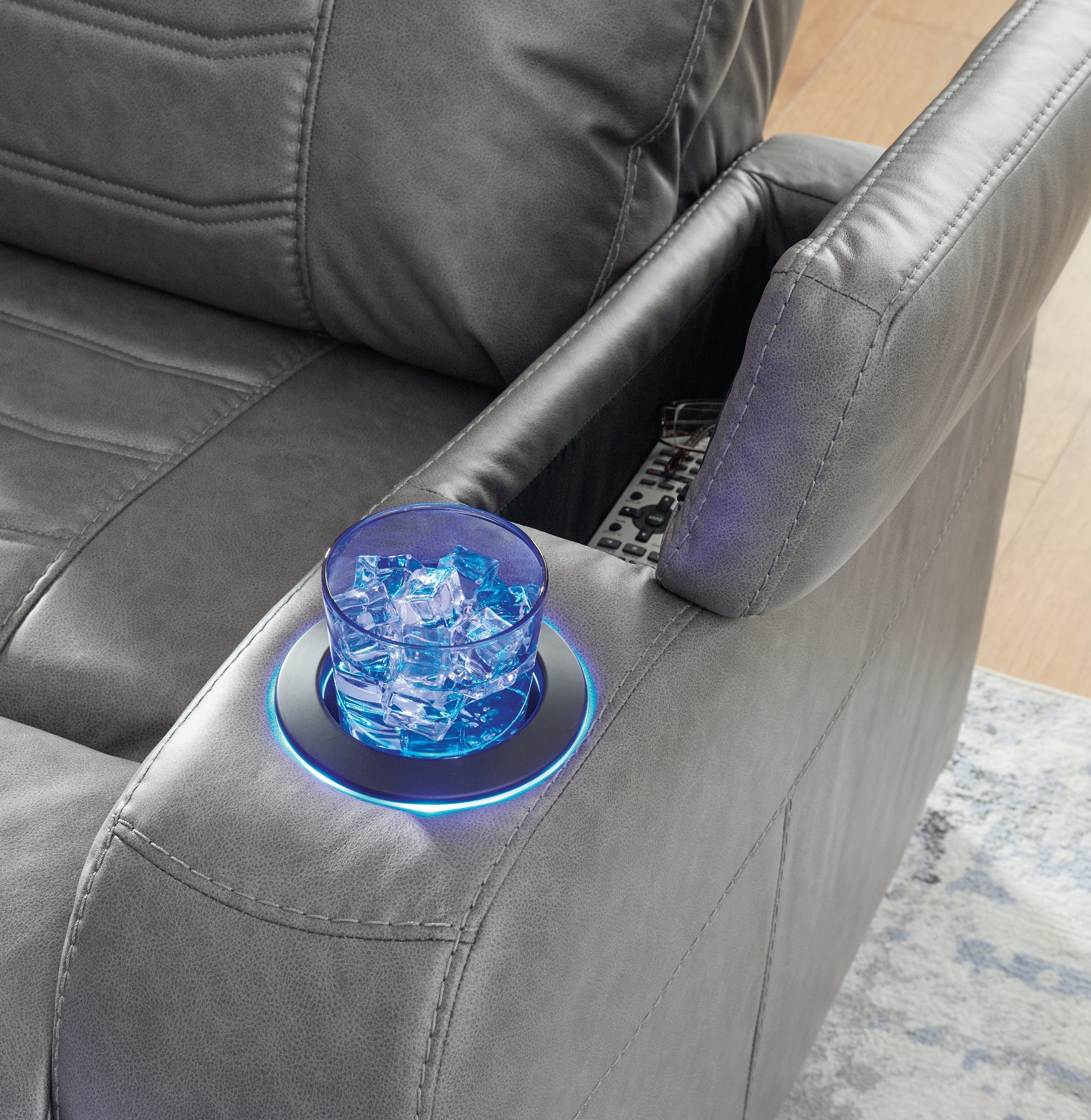 Schooner Rocks Slate Power Recliner/ADJ Headrest