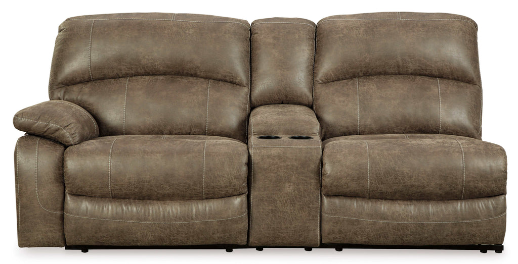 Segburg Faux Leather 2 Pc Power Reclining Sectional w/ Console, Driftwood