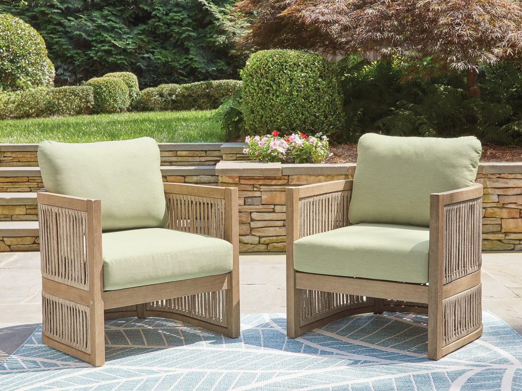 Serena Shores Beige/Green Lounge Chair w/Cushion (Set of 2)