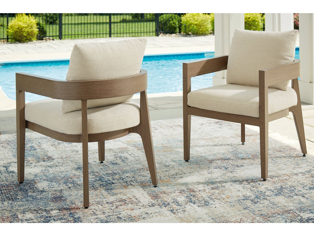 Serene Bay Dark Brown/White Arm Chair With Cushion (Set of 2)