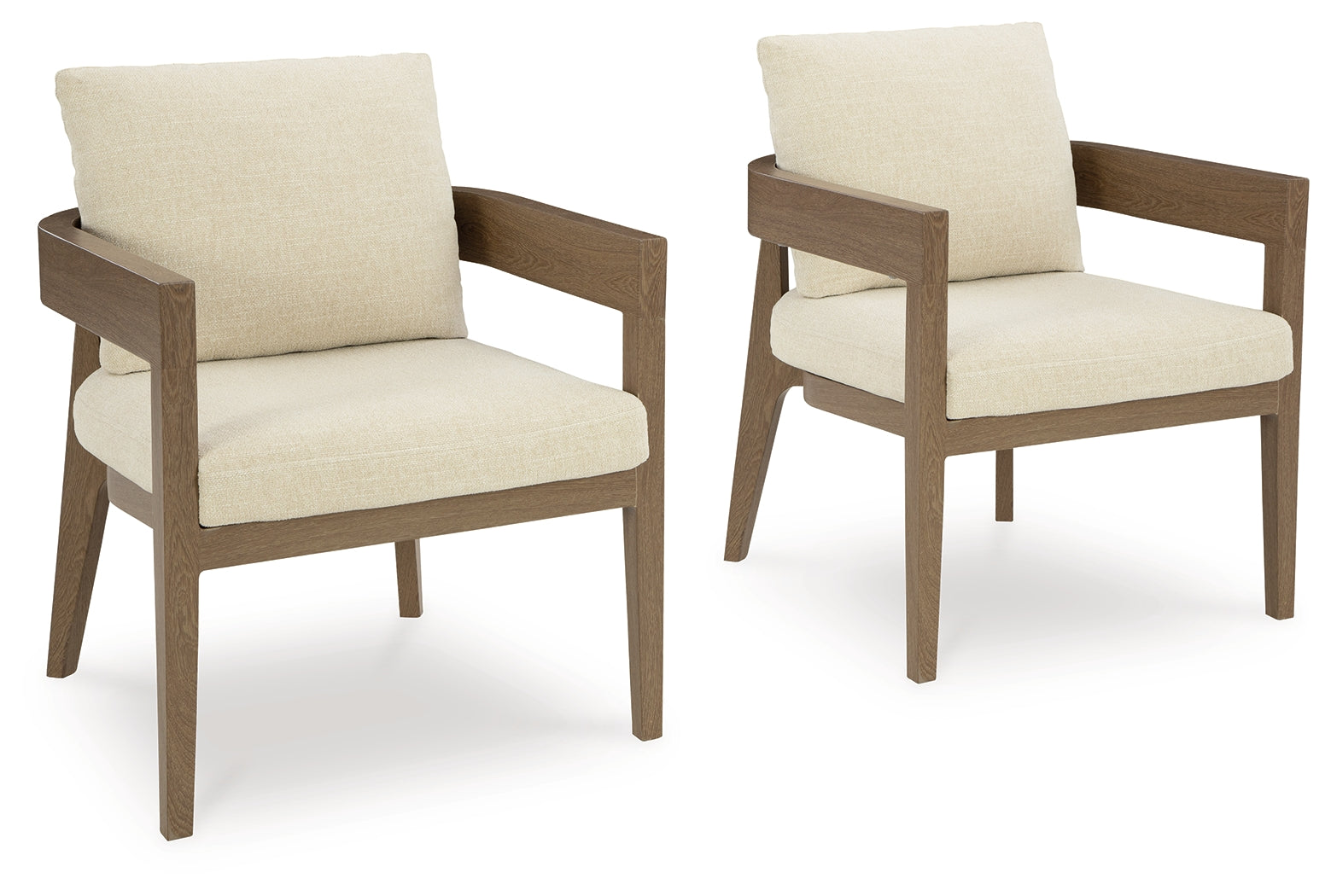 Serene Bay Dark Brown/White Arm Chair With Cushion (Set of 2)