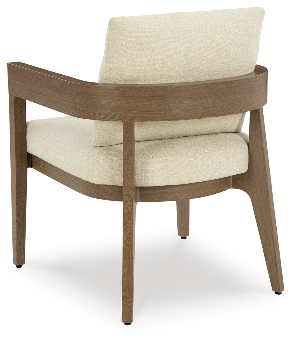 Serene Bay Dark Brown/White Arm Chair With Cushion (Set of 2)