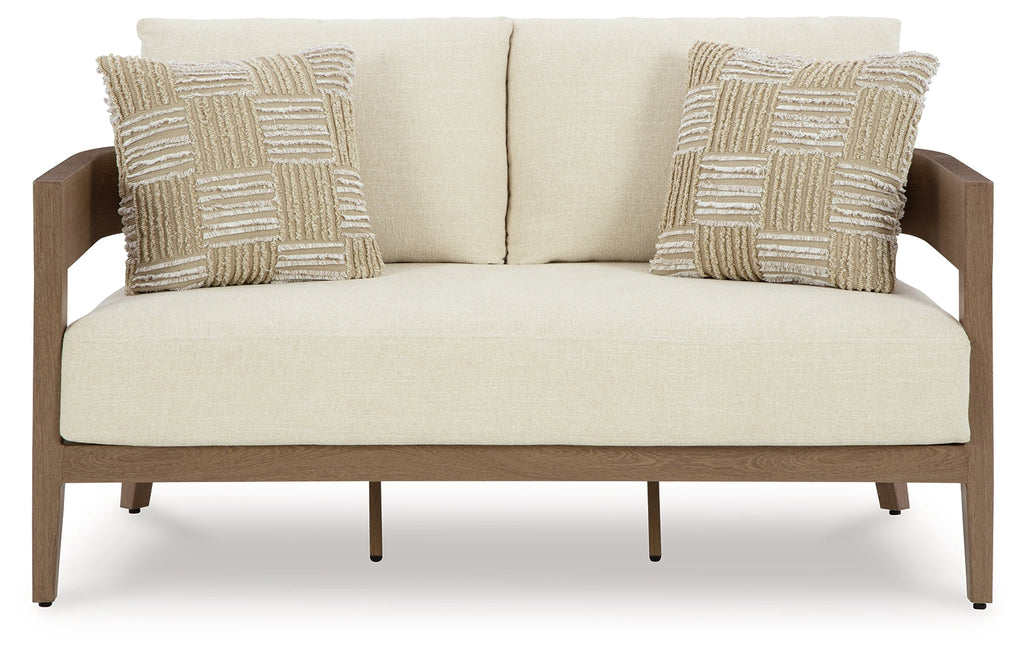 Serene Bay Dark Brown/White Loveseat w/Cushion