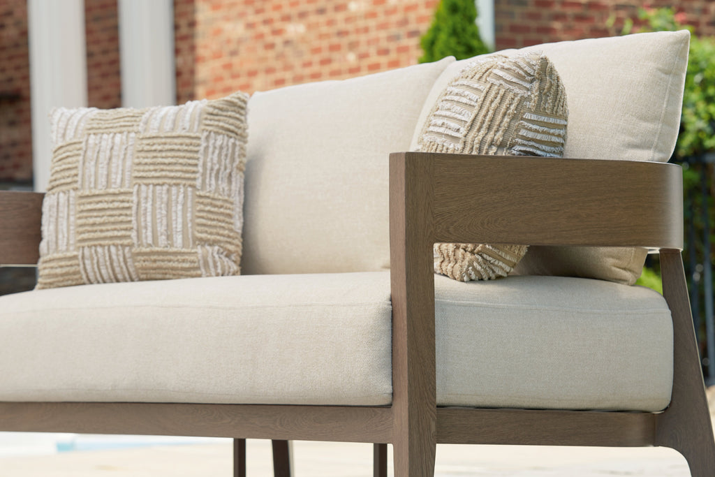 Serene Bay Dark Brown/White Loveseat w/Cushion