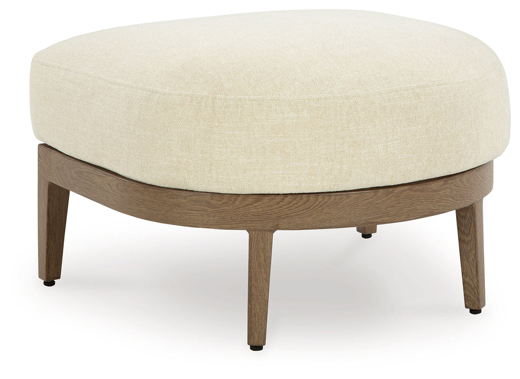 Serene Bay Dark Brown/White Ottoman with Cushion