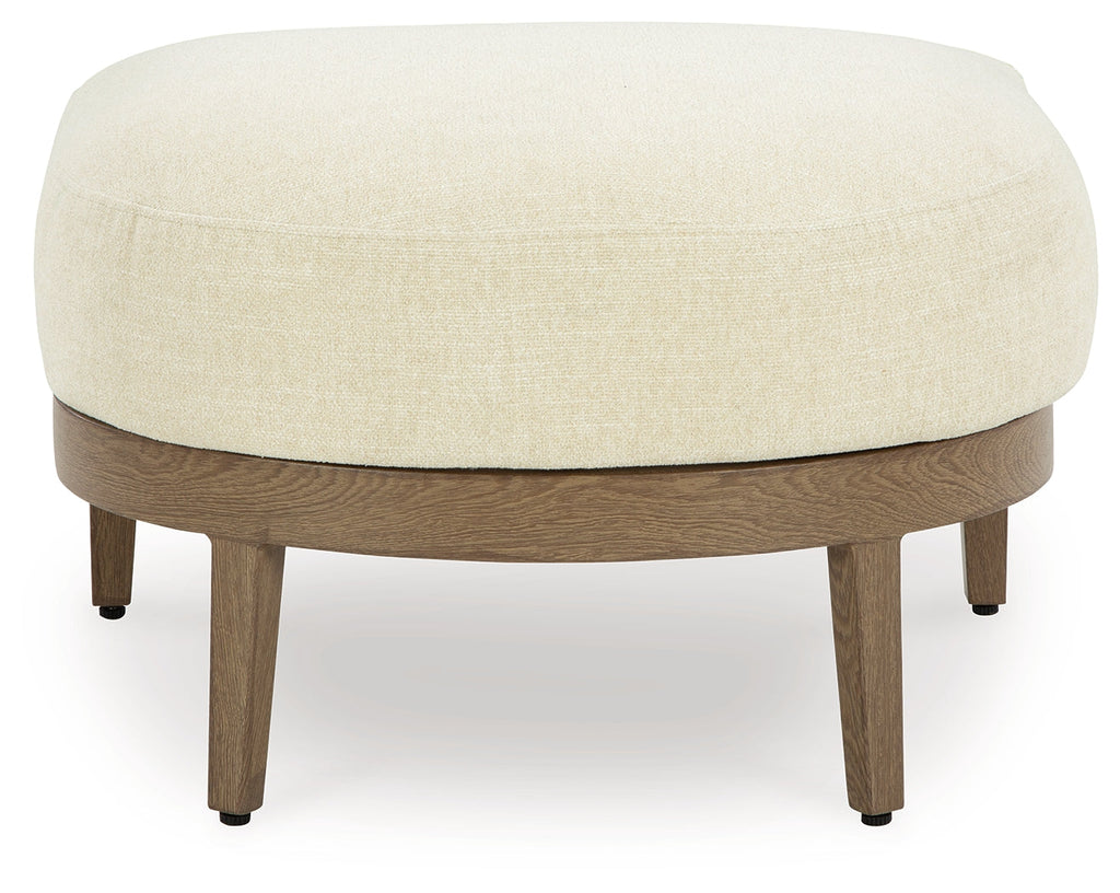 Serene Bay Dark Brown/White Ottoman with Cushion