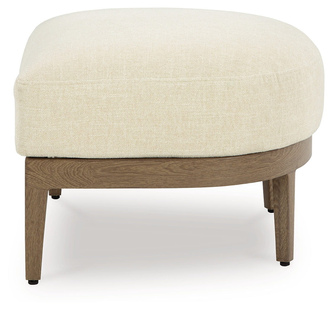 Serene Bay Dark Brown/White Ottoman with Cushion