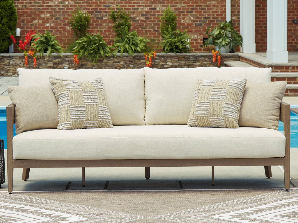 Serene Bay Dark Brown/White Sofa with Cushion