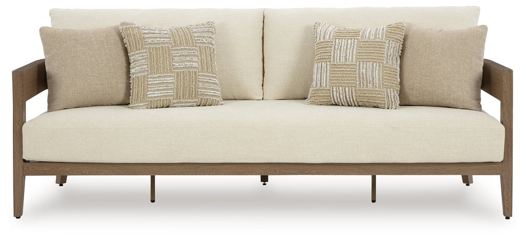 Serene Bay Dark Brown/White Sofa with Cushion