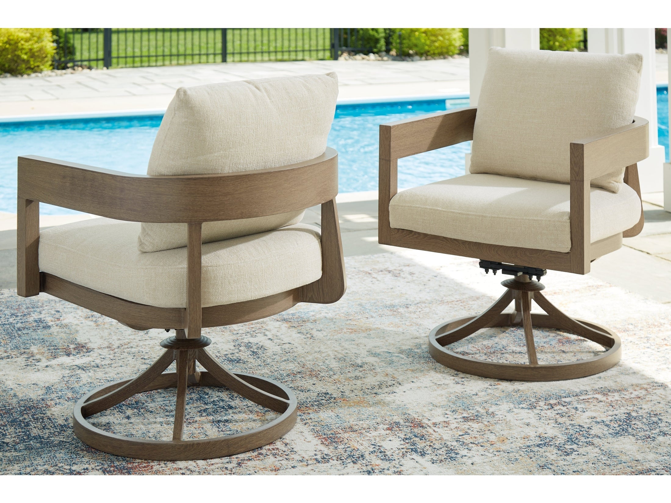 Serene Bay Dark Brown/White Swivel Chair w/Cushion (Set of 2)