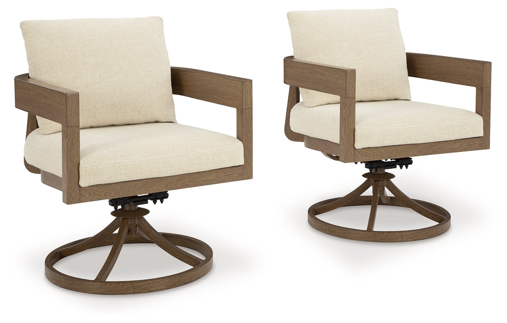Serene Bay Dark Brown/White Swivel Chair w/Cushion (Set of 2)