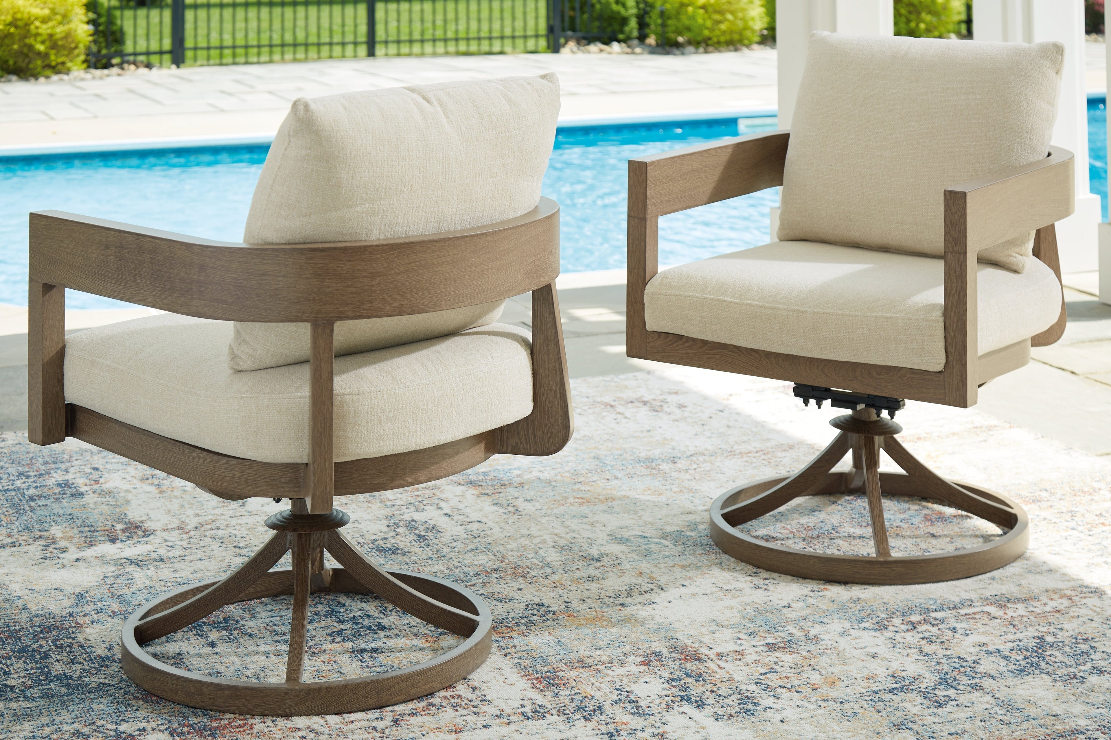 Serene Bay Dark Brown/White Swivel Chair w/Cushion (Set of 2)
