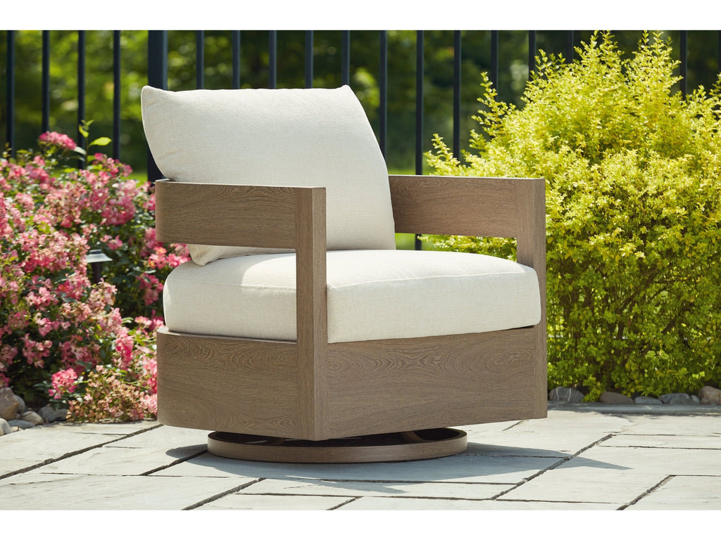 Serene Bay Dark Brown/White Swivel Glider Chair w/Cushion